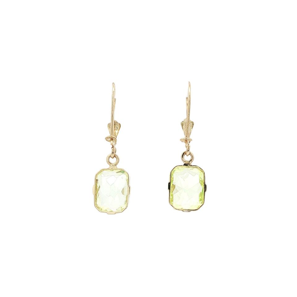 Vintage 14K Gold Drop Earrings with Spinel