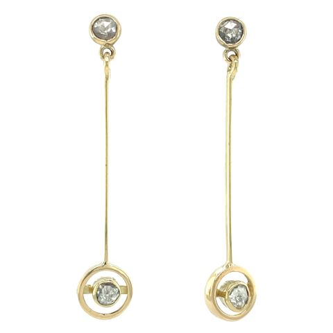 Vintage 14K Gold Stud Earrings with Diamond