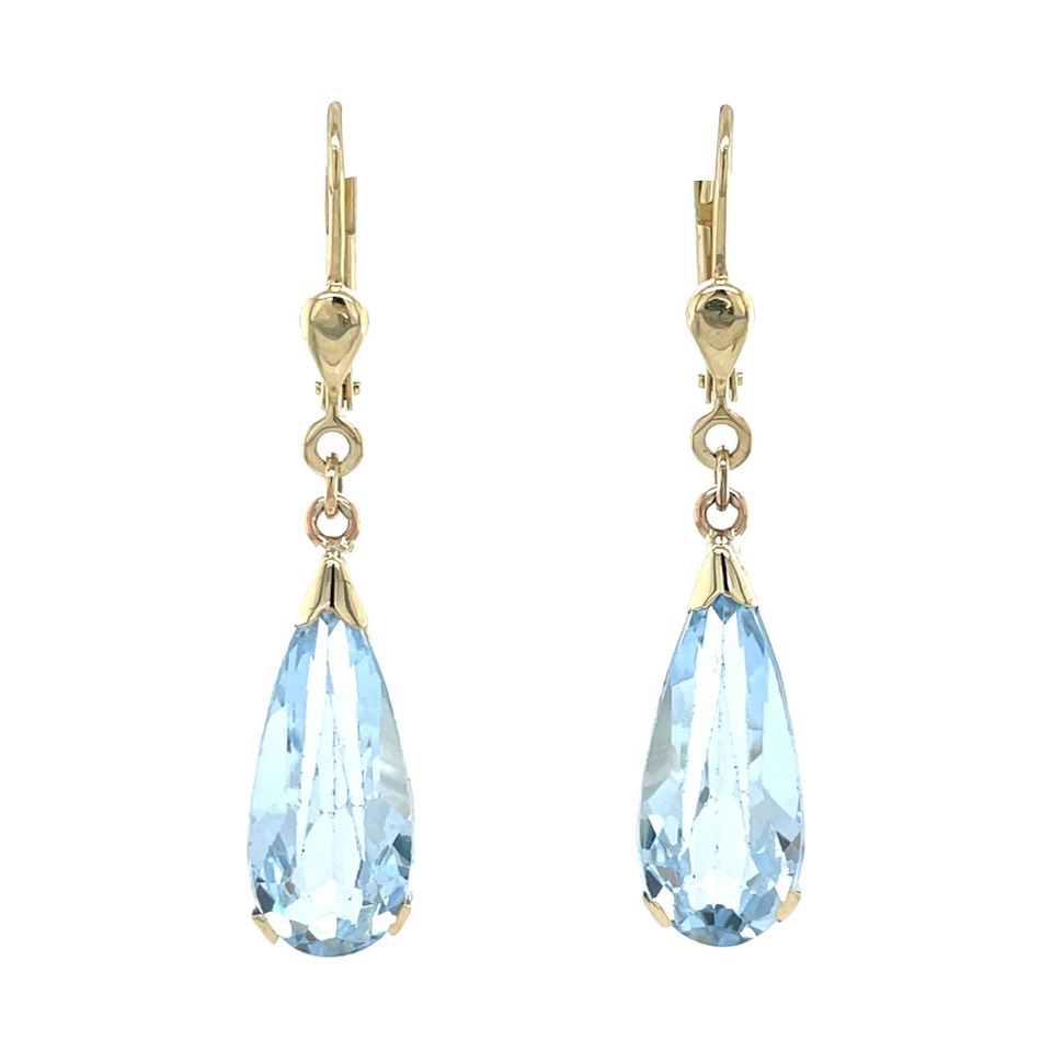Vintage 14K Gold Drop Earrings with Spinel