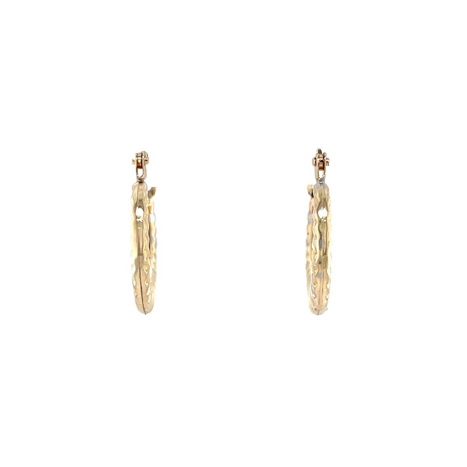 Vintage Fancy 9K Gold Hoop Earrings