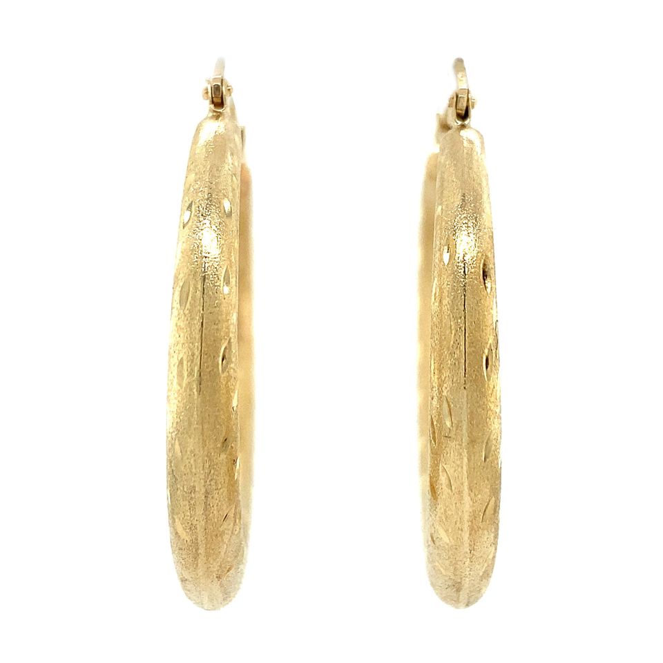 Vintage 14K Gold Hoop Earrings Fancy