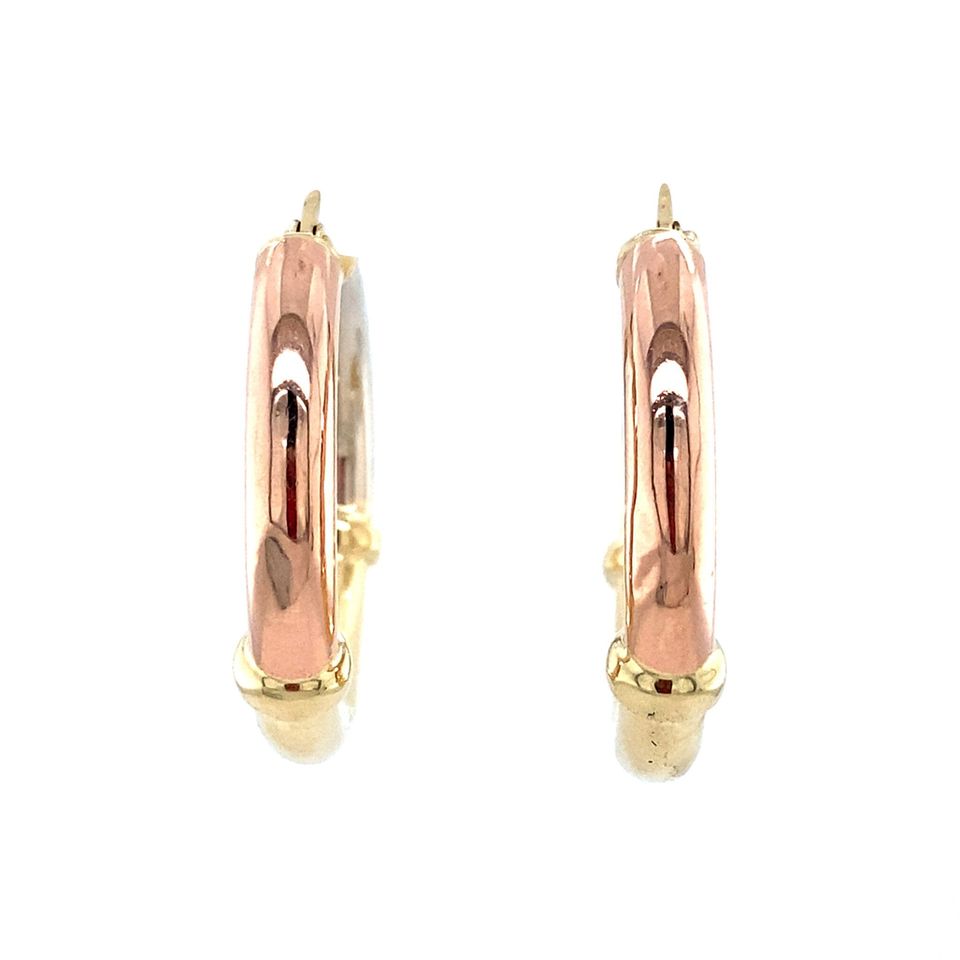 Vintage 14K Tricolor Gold Hoop Earrings