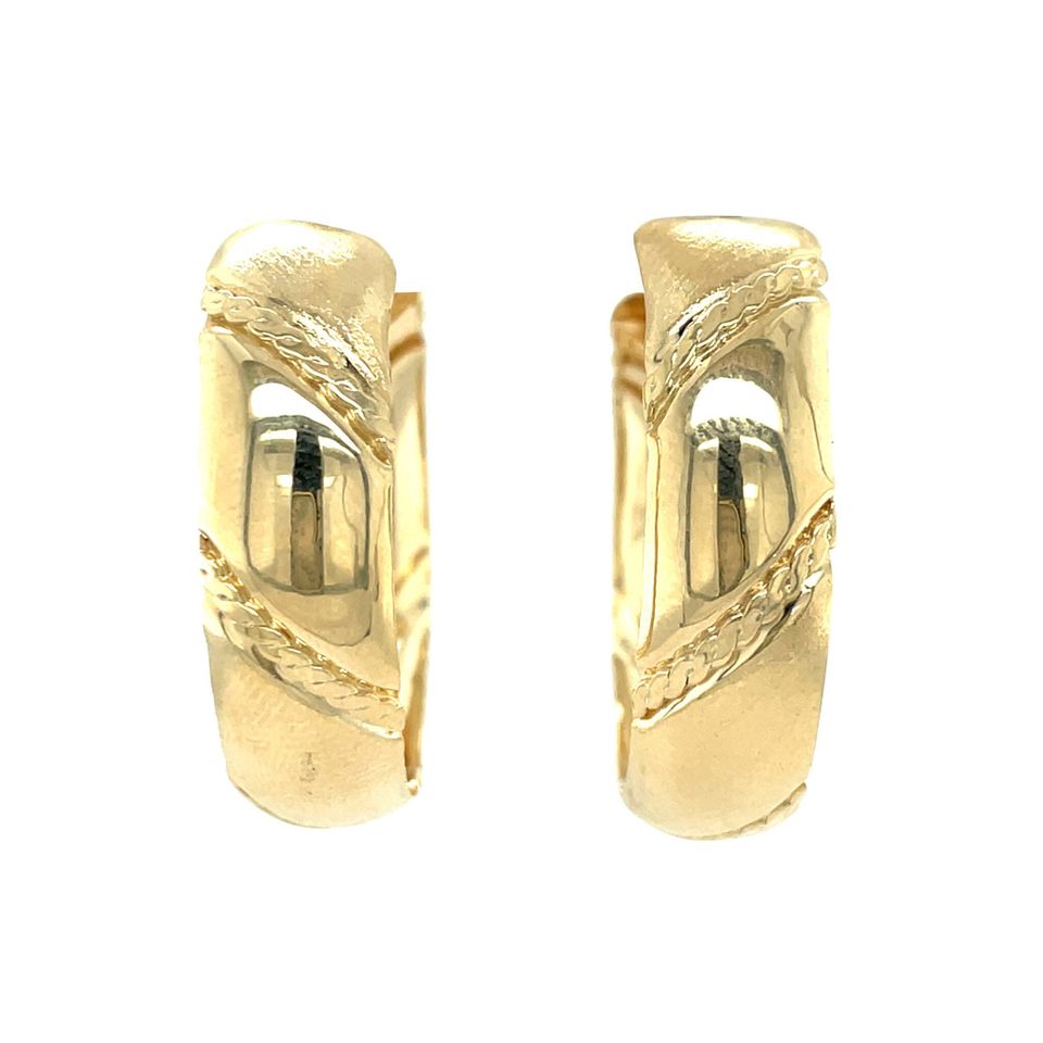 Vintage 14K Gold Fancy Hoop Earrings