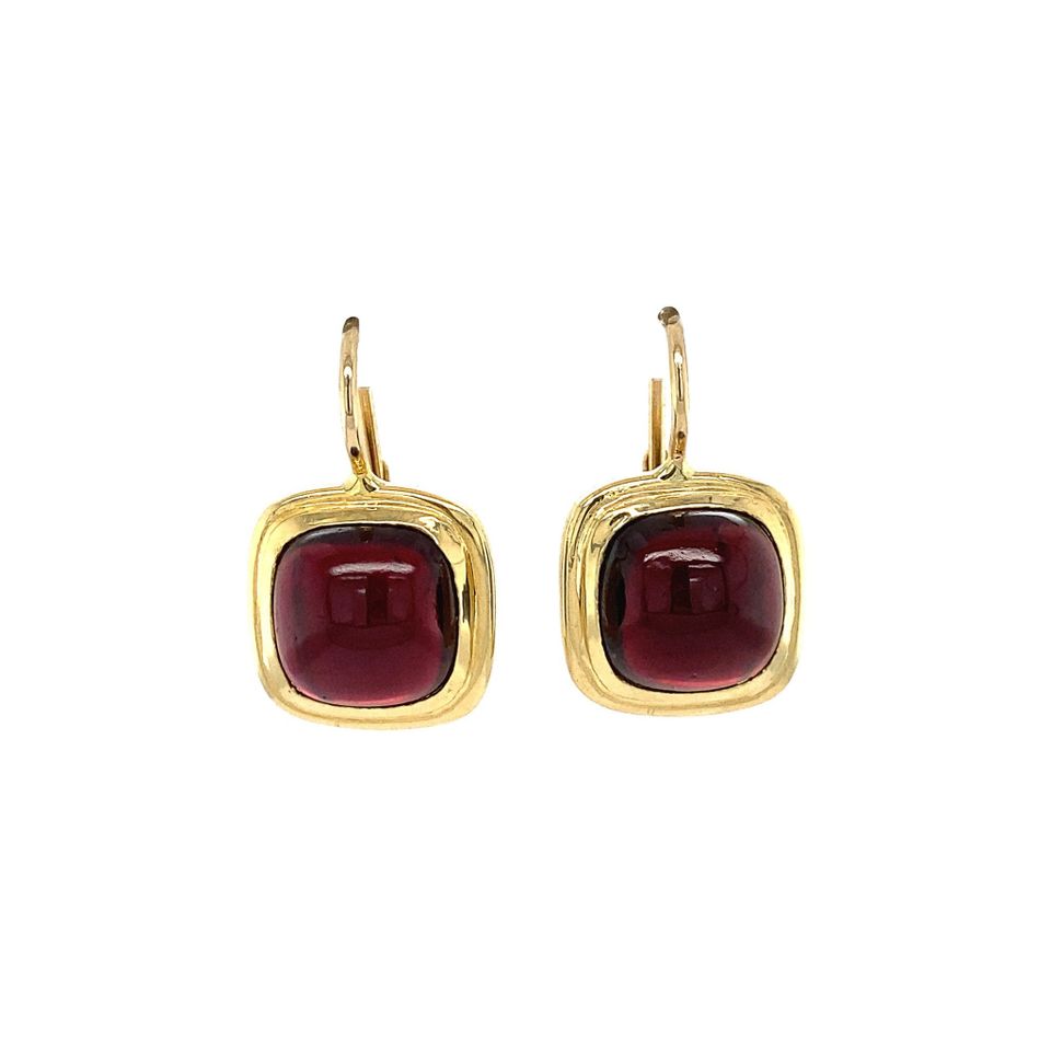 Vintage 14K Gold Drop Earrings with Garnet