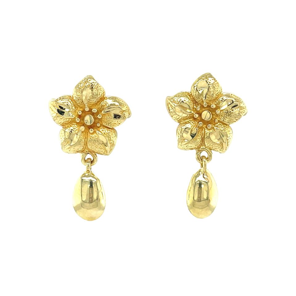 Vintage 18K Gold Flower Stud Earrings