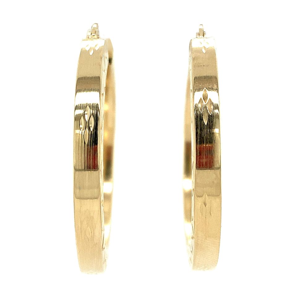 Vintage 14K Gold Hoop Earrings with Engraving