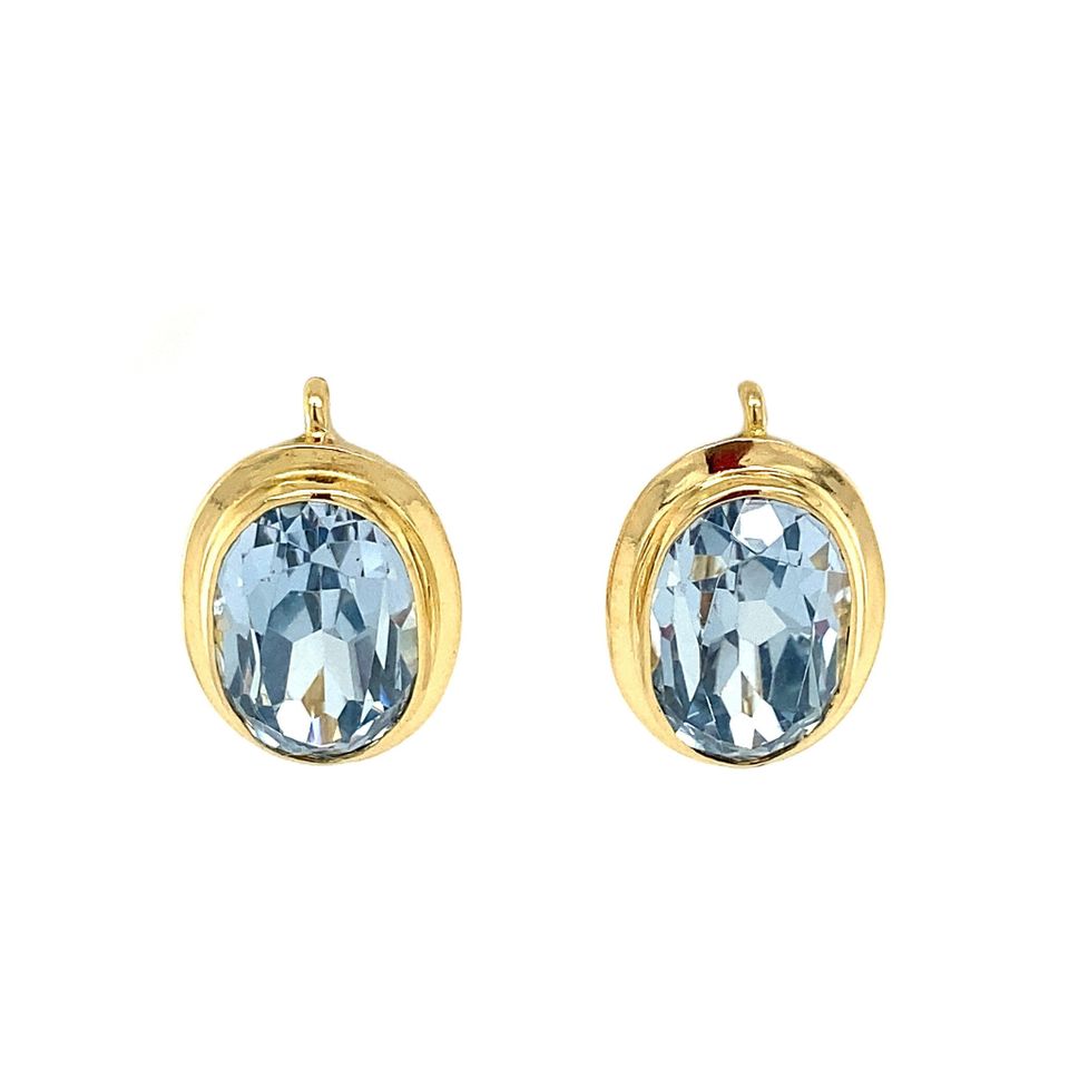 Vintage 18K Gold Drop Earrings with Blue Spinel