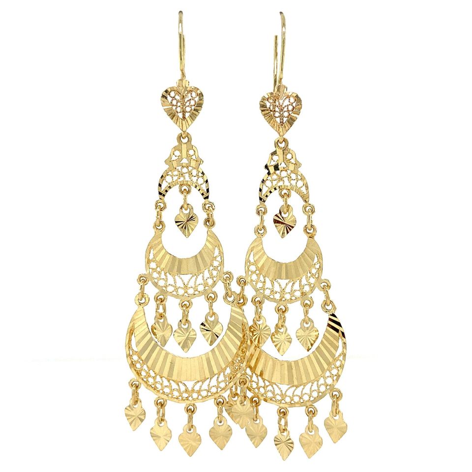 Vintage 14K Gold Drop Earrings Fancy