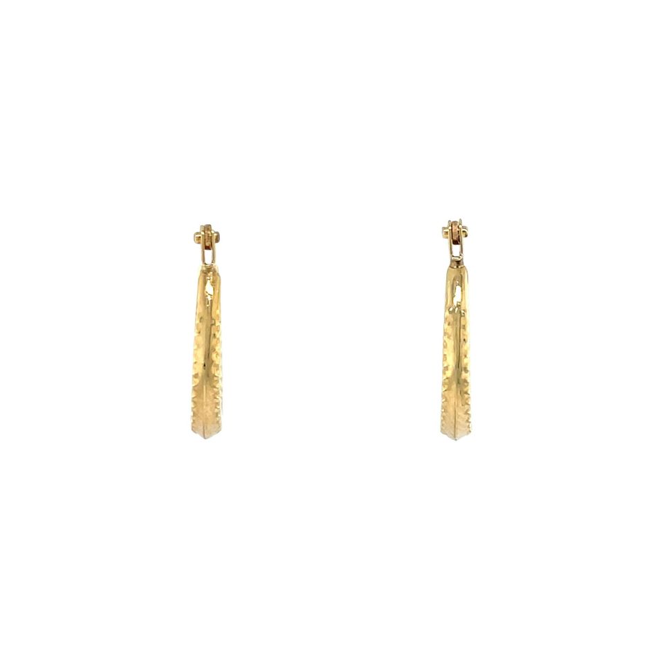 Vintage Fancy 9K Gold Hoop Earrings