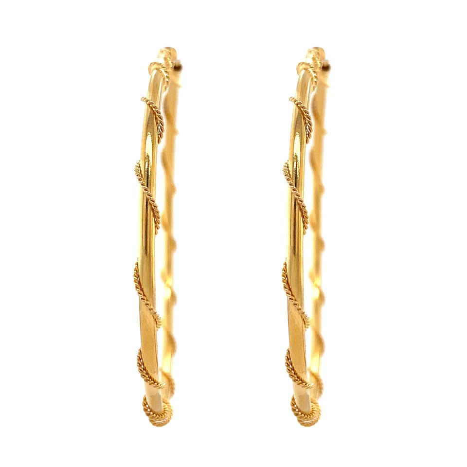 Vintage 18K Gold Hoop Earrings Fancy