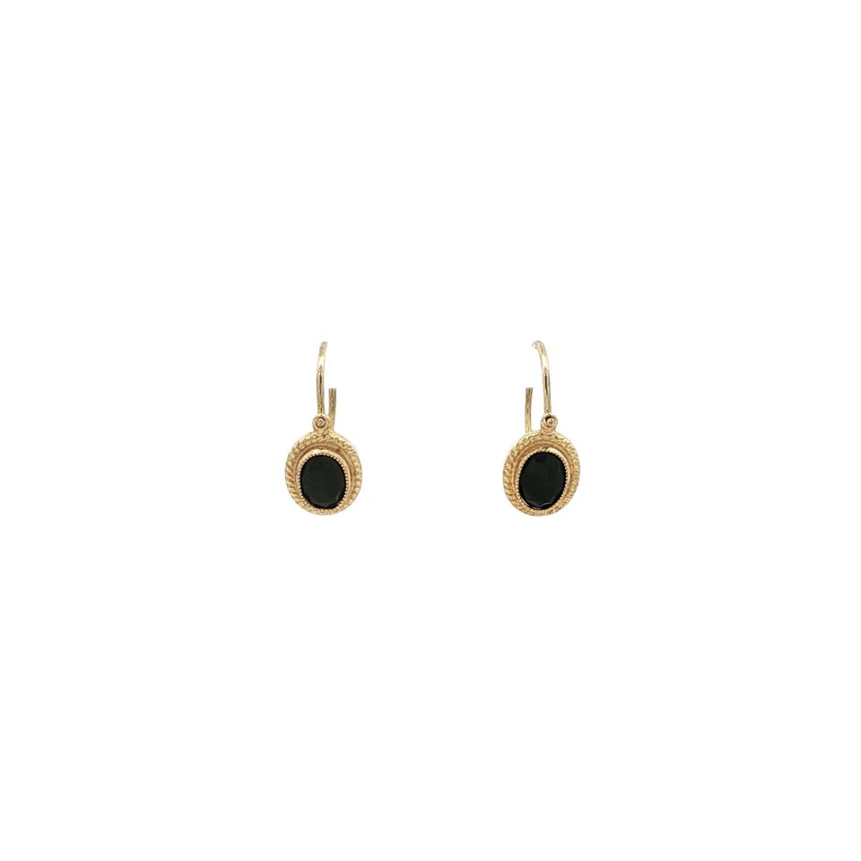 Vintage 8K Gold Drop Earrings with Colored Stone