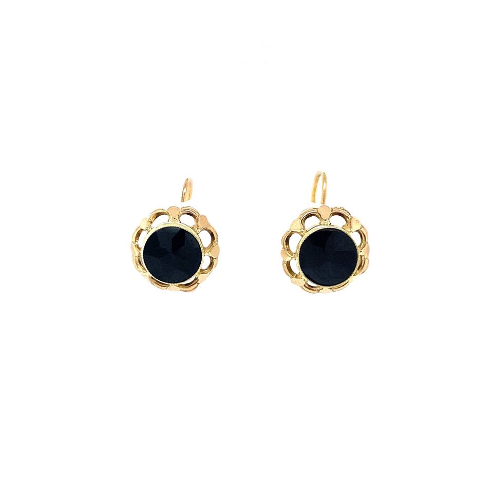 Vintage 14K Gold Drop Earrings with Garnet