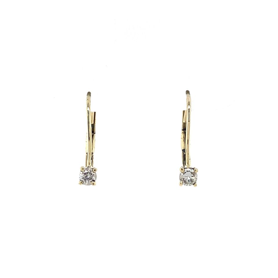 Vintage 14K Gold Drop Earrings with Diamond