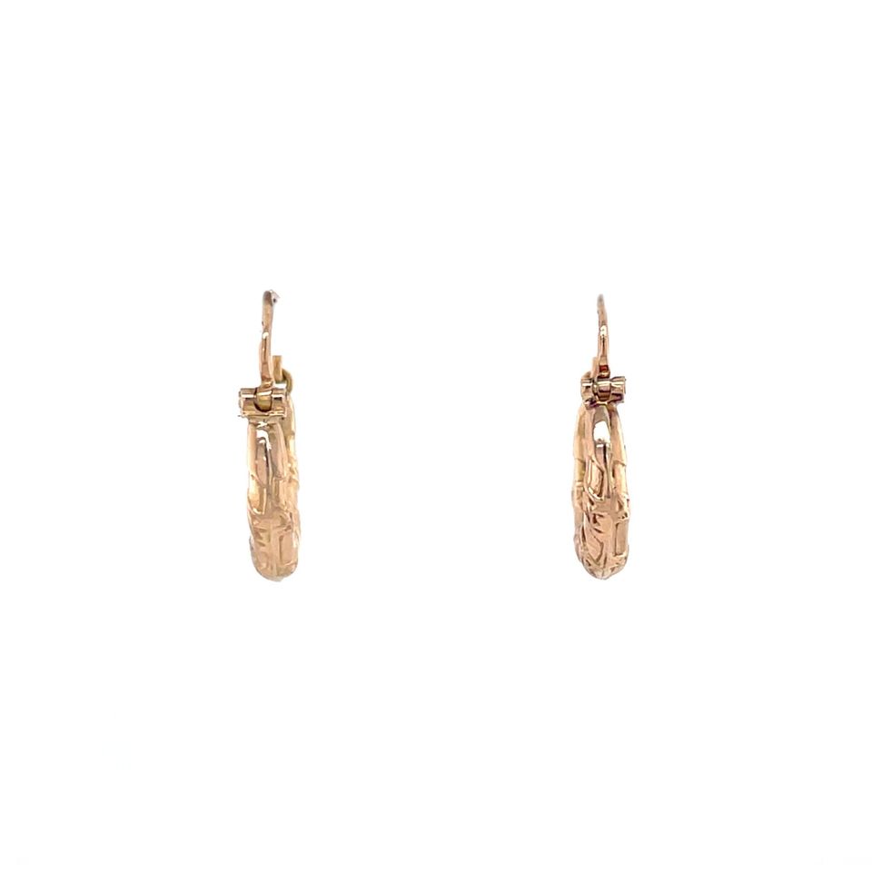 Vintage 14K Rose Gold Fancy Hoop Earrings