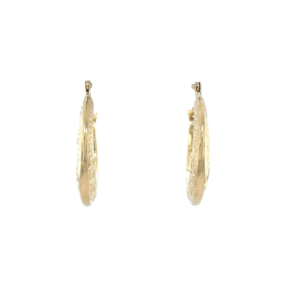 Vintage 14K Gold Meander Hoop Earrings