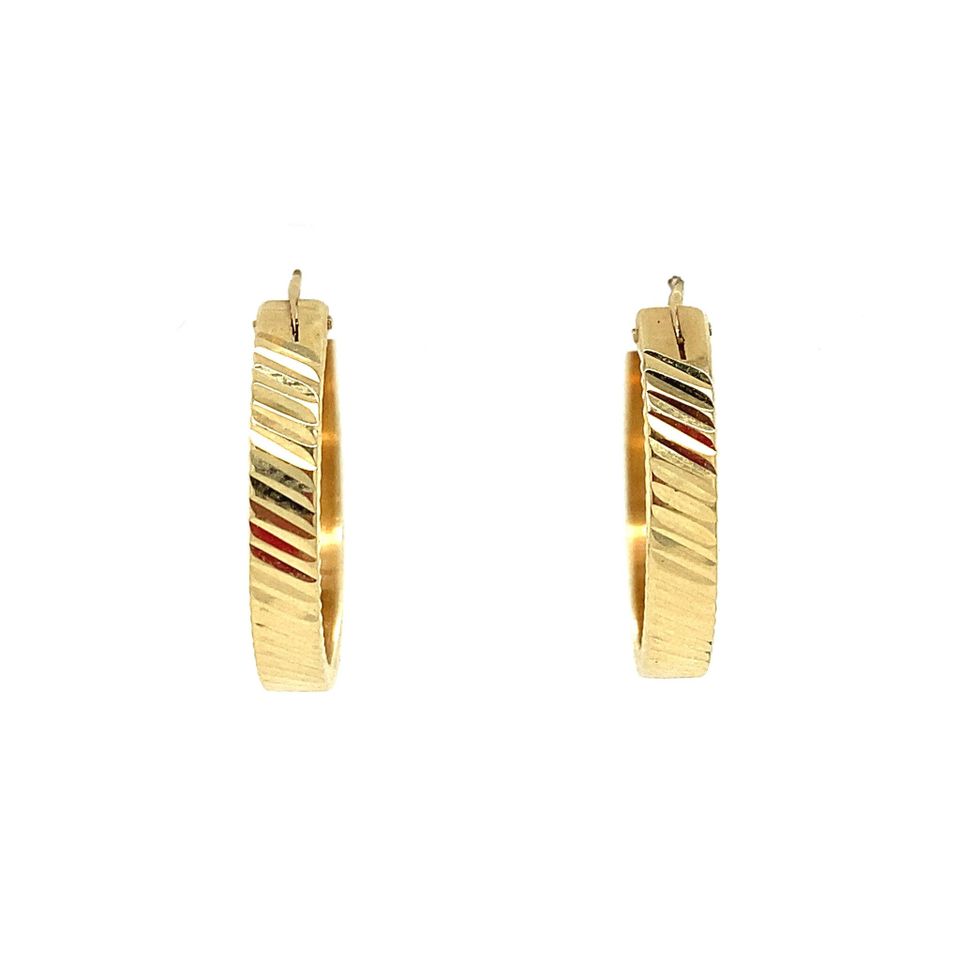 Vintage 14K Gold Fancy Hoop Earrings