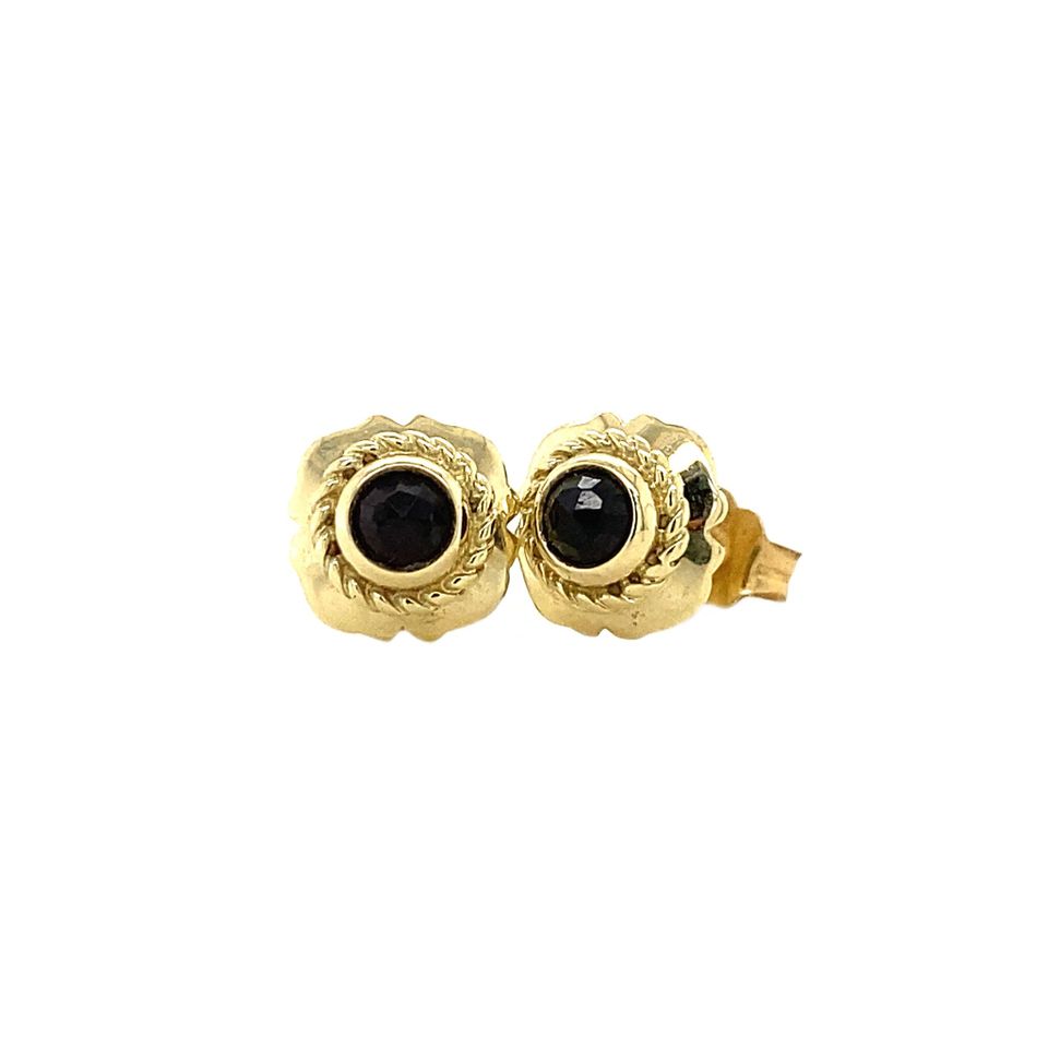 Vintage 14K Gold Stud Earrings with Garnet