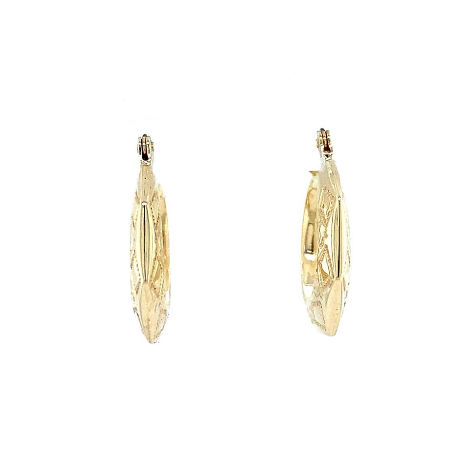 Vintage 14K Gold Fancy Hoop Earrings