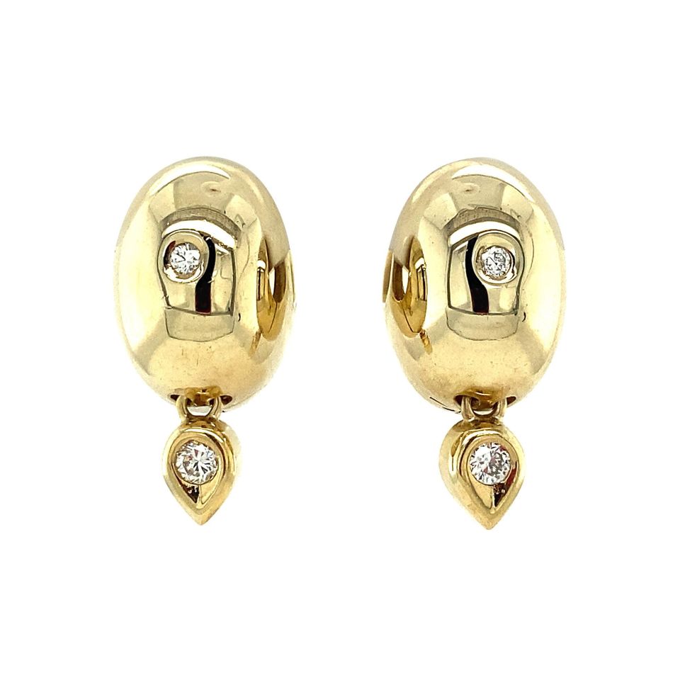 Vintage 14K Gold Hoop Earrings with Diamond