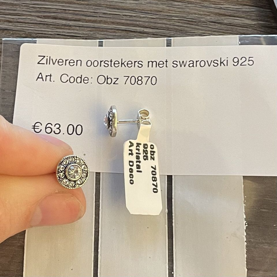 Vintage Sterling Silver Stud Earrings with Swarovski
