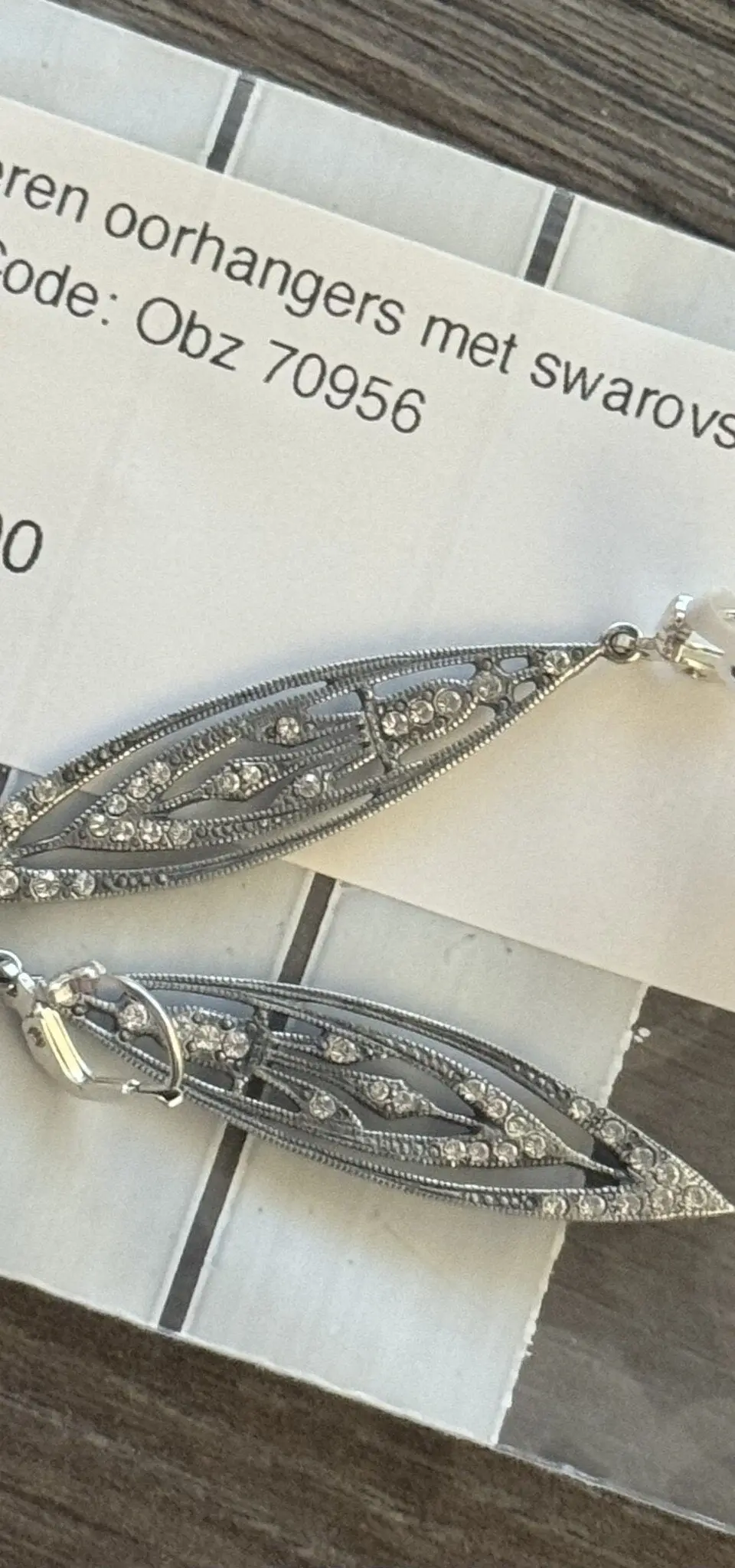 Vintage Sterling Silver Drop Earrings with Swarovski