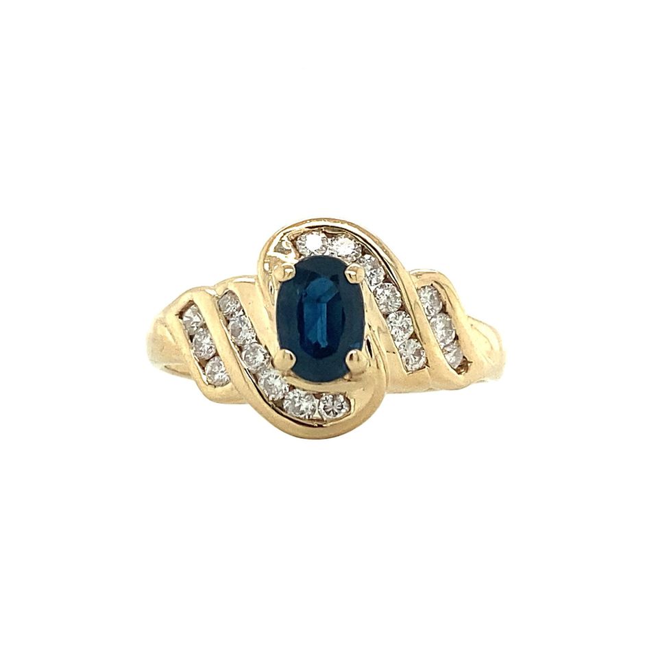 Vintage 14K Gold Ring with Sapphire and Diamond