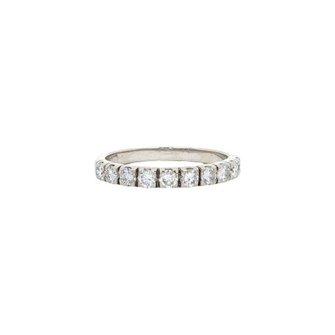 Vintage 14K White Gold Half Eternity Ring with Diamond