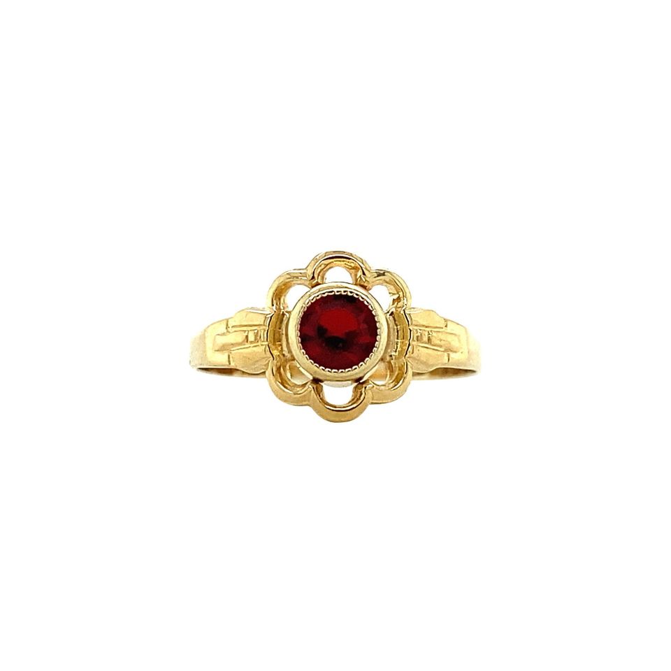 Vintage 14K Gold Ring with Pink Glass