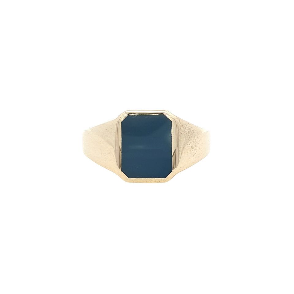 Vintage 14K Gold Signet Ring with Blue Layered Stone