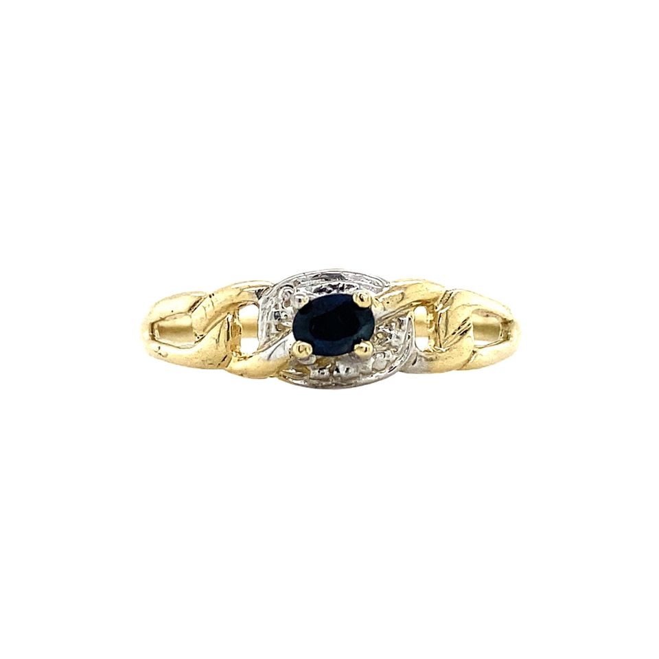 Vintage 14K Two Tone Gold Ring with Sapphire