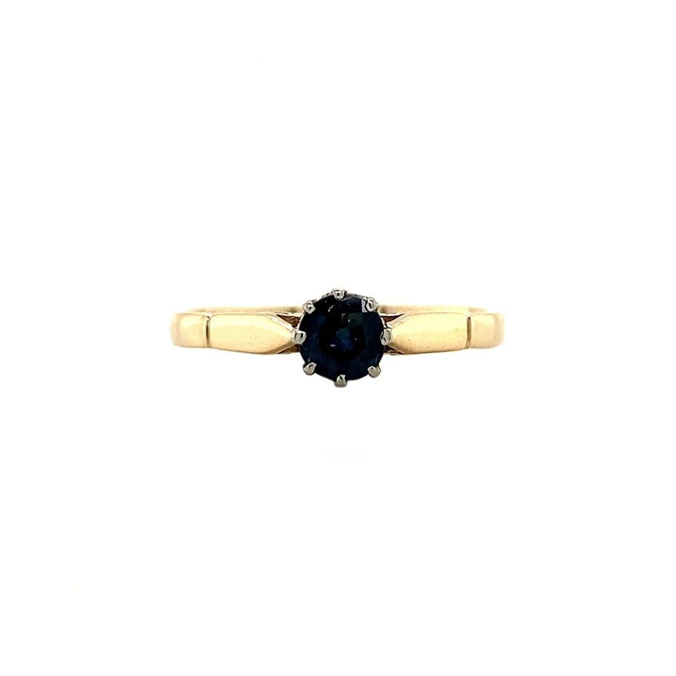 Vintage 14K Gold Solitaire Ring with Sapphire