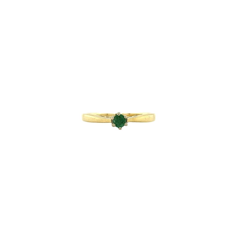 Vintage 14K Gold Solitaire Ring with Emerald