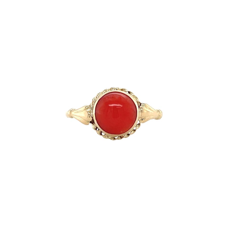 Vintage 12K Gold Ring with Red Coral