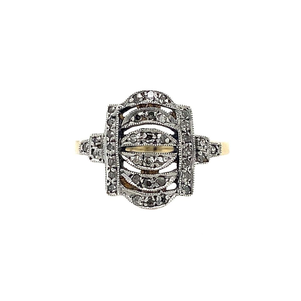 Vintage 14K Two Tone Gold Ring with Diamond