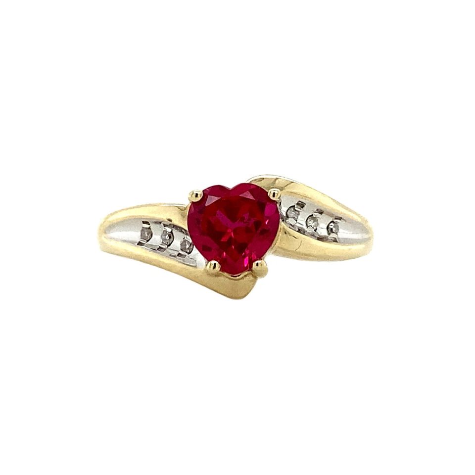 Vintage Two Tone Gold Ring with Diamond and Ruby
