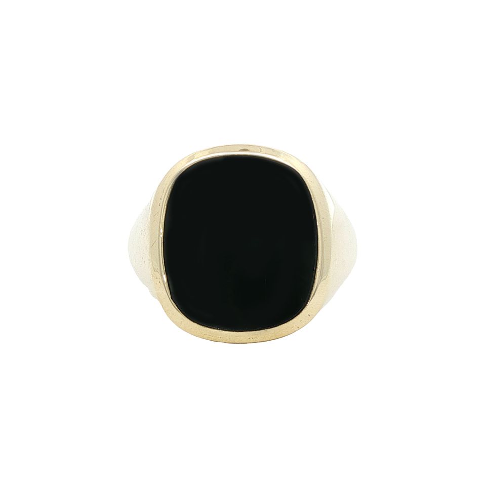 Vintage 14K Gold Signet Ring with Onyx