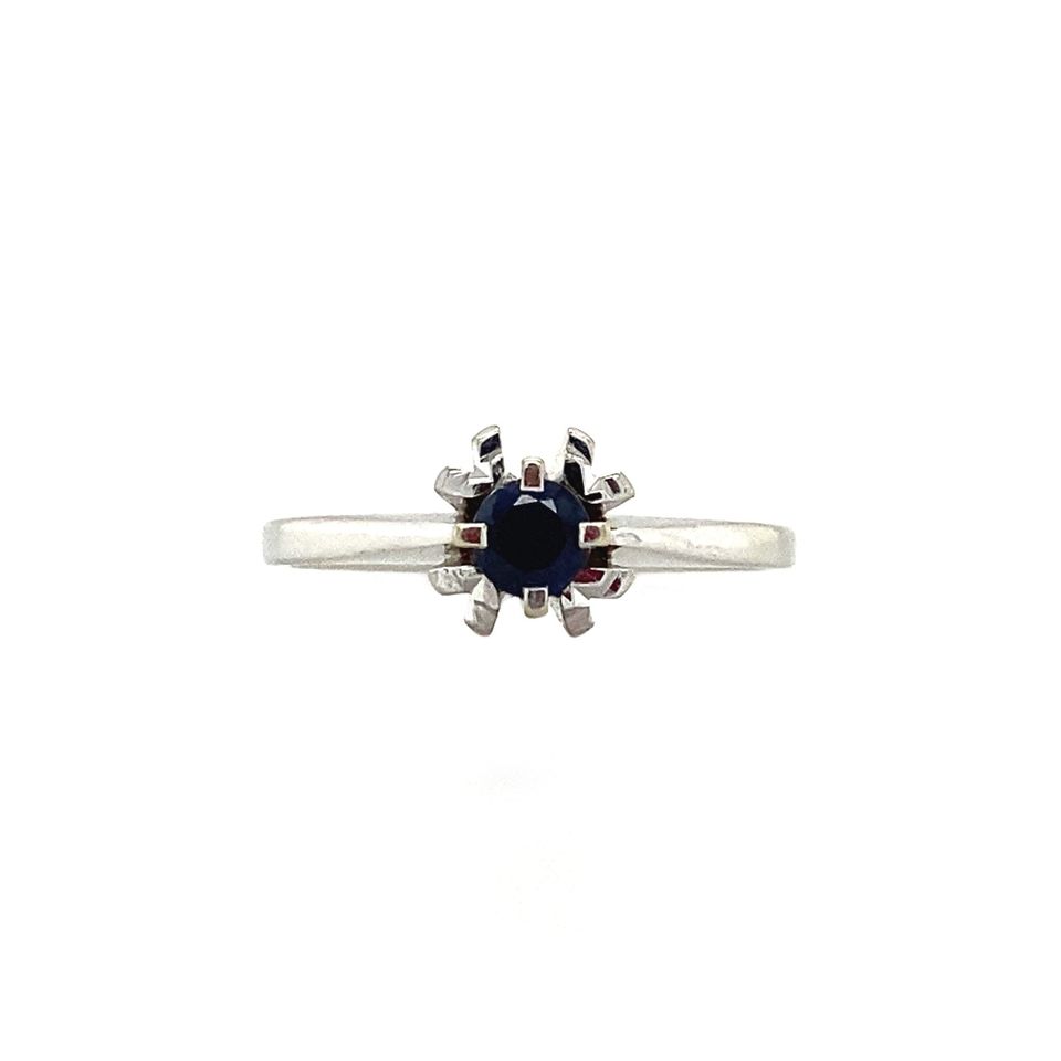 Vintage 14K White Gold Ring with Sapphire