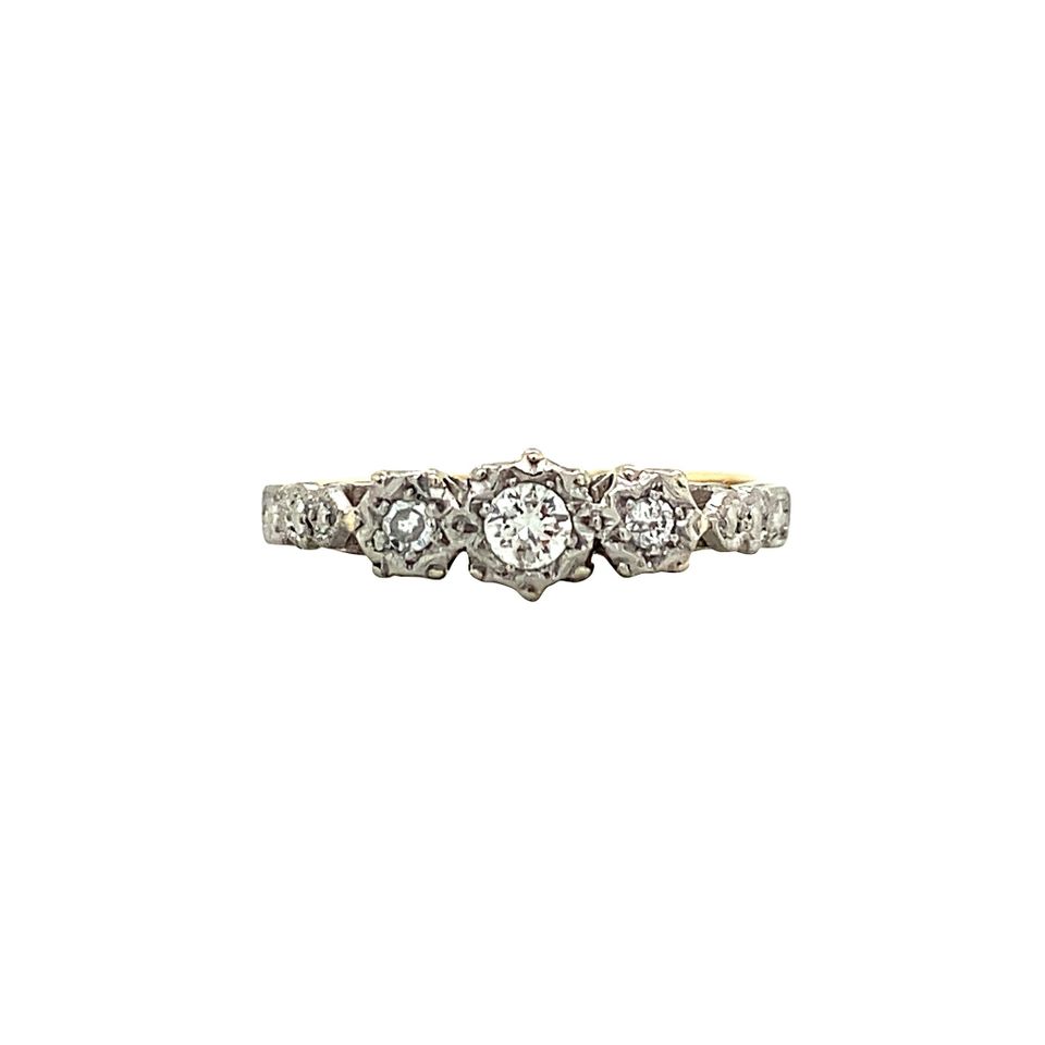 Vintage 9K Gold Half Eternity Ring with Diamond