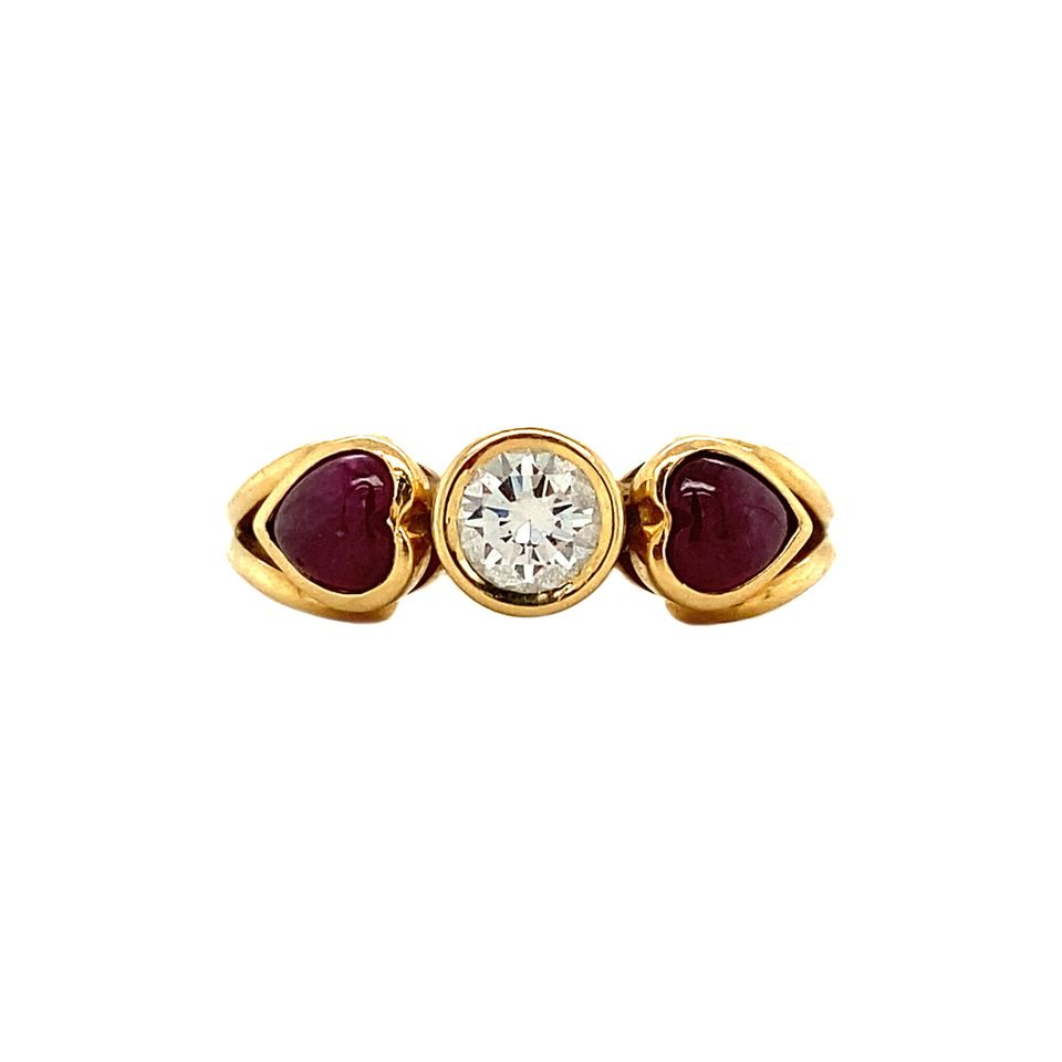 Vintage 18K Gold Ring with Diamond and Ruby