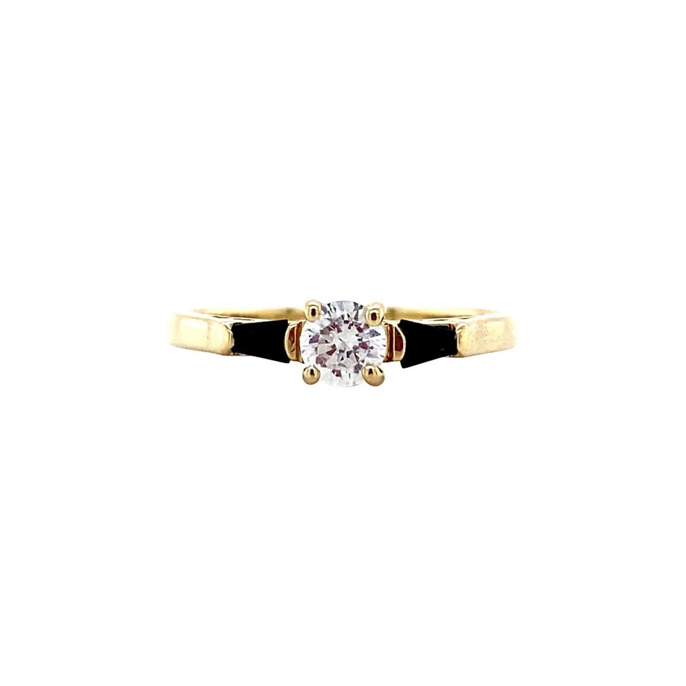 Vintage 14K Gold Ring with Sapphire and Cubic Zirconia