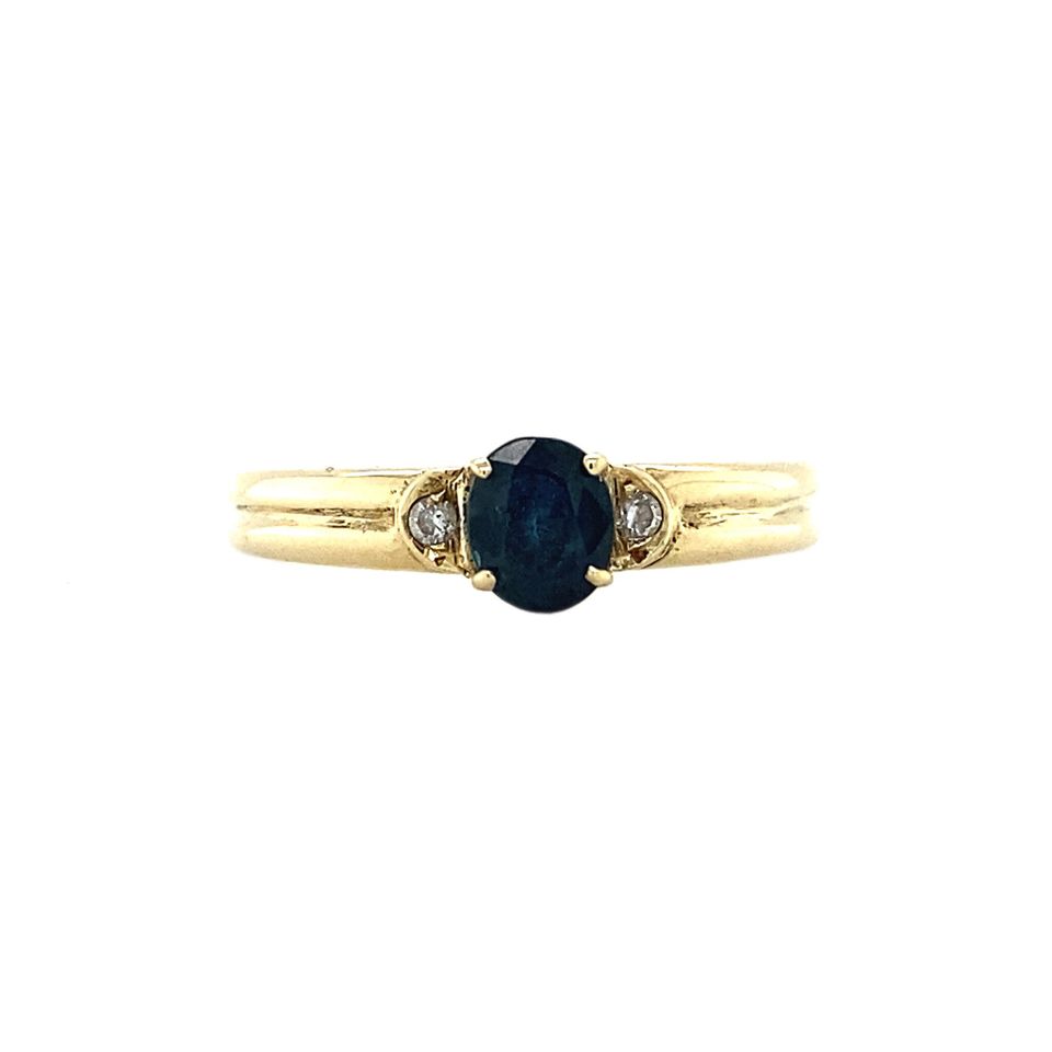 Vintage 14K Gold Ring with Sapphire and Diamond