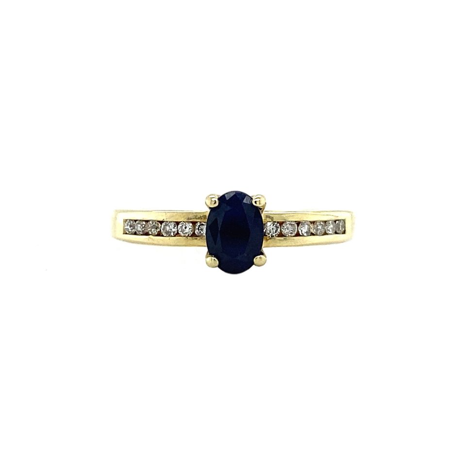 Vintage 14K Gold Ring with Sapphire and Diamond