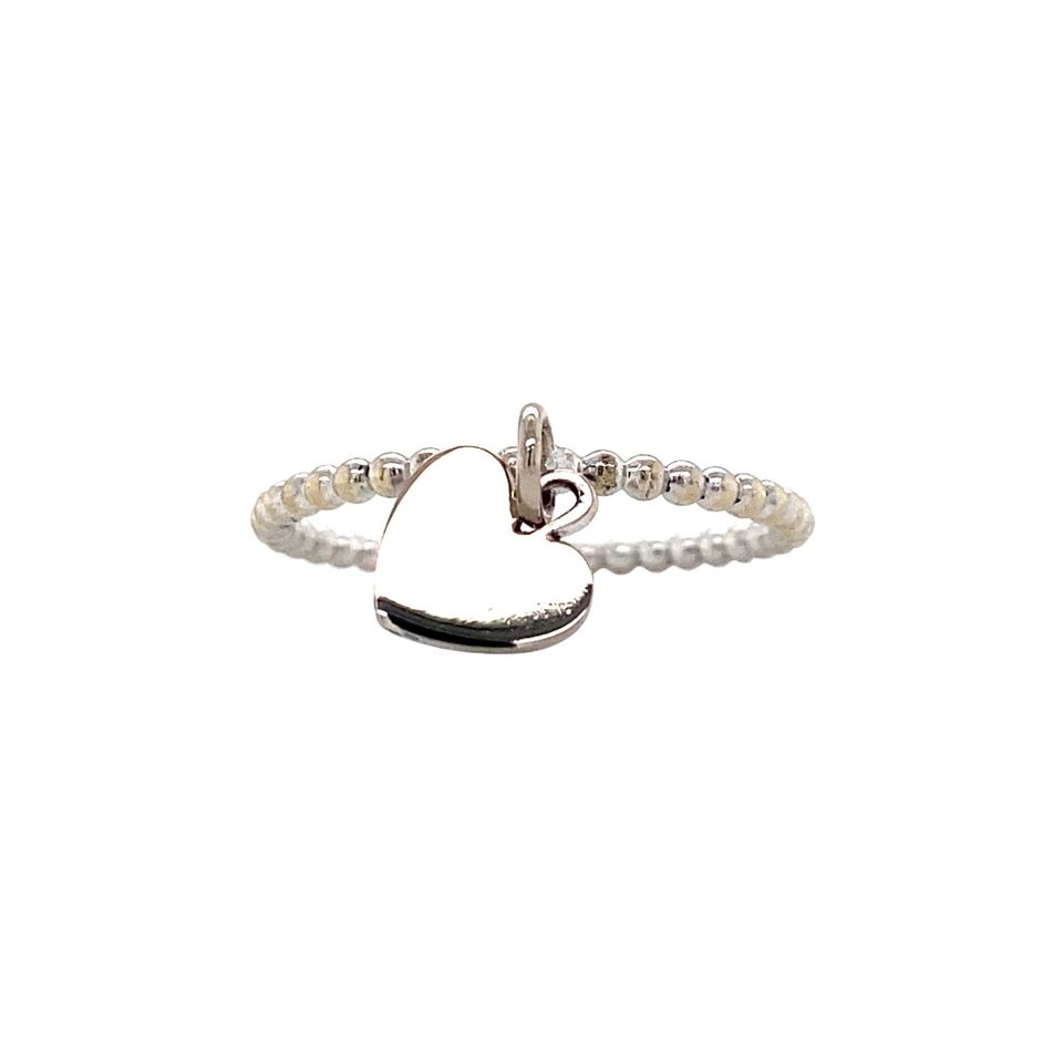 Vintage 14K White Gold Ring with Pendant Heart