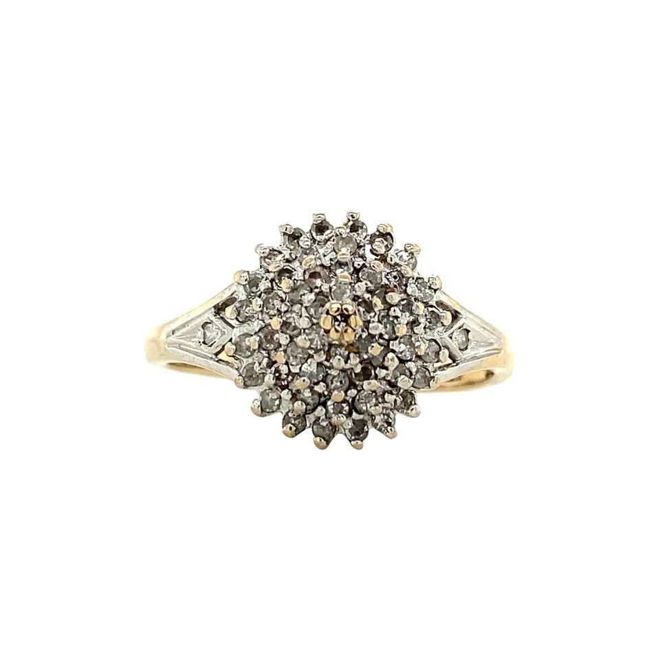 Vintage Cluster 9K Gold Ring with Diamond