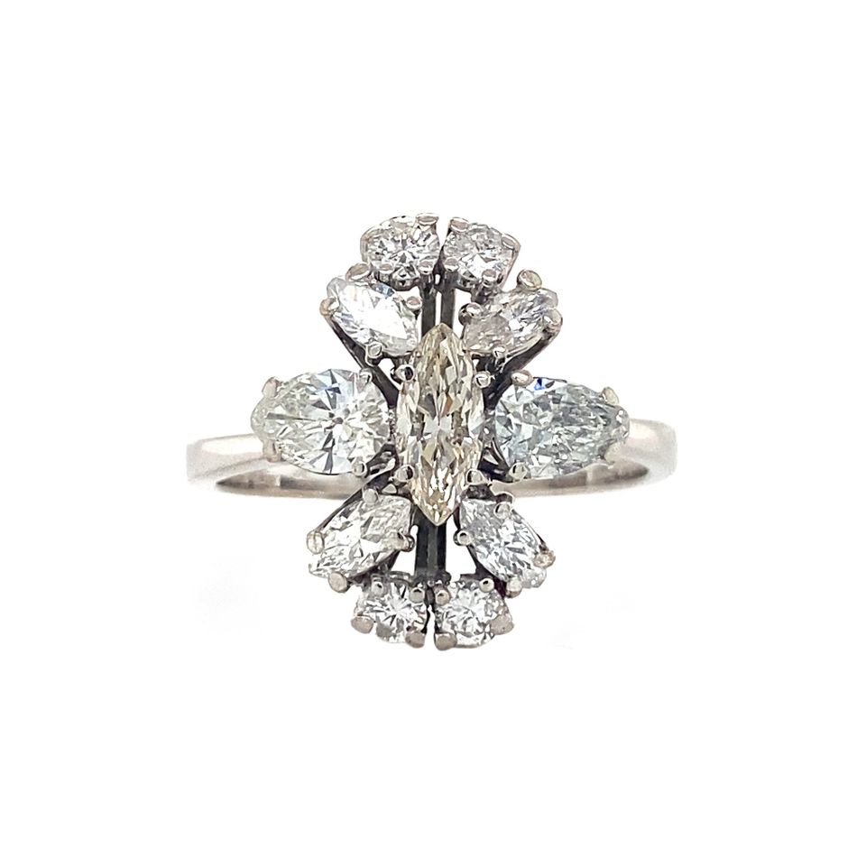 Vintage 14K White Gold Ring with Diamond