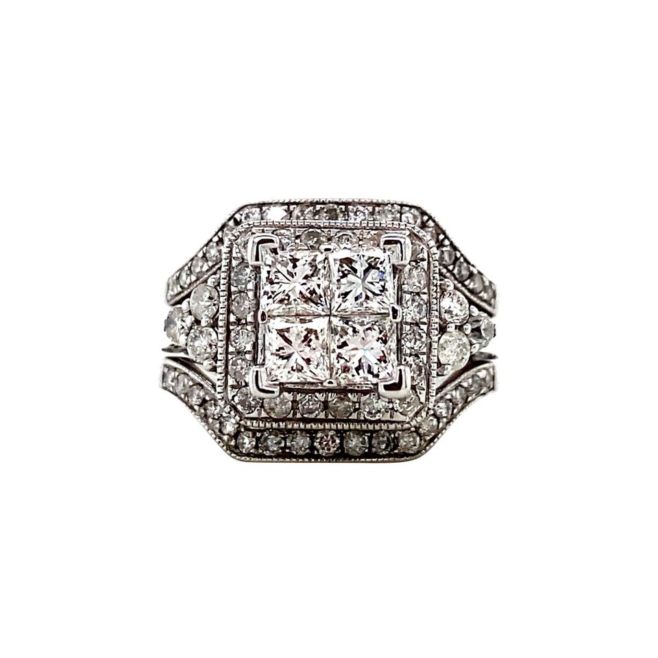 Vintage 14K White Gold Ring with Diamond