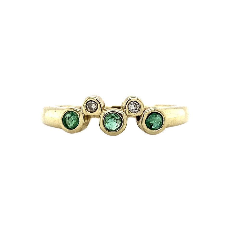 Vintage 14K Gold Ring with Emerald and Diamond
