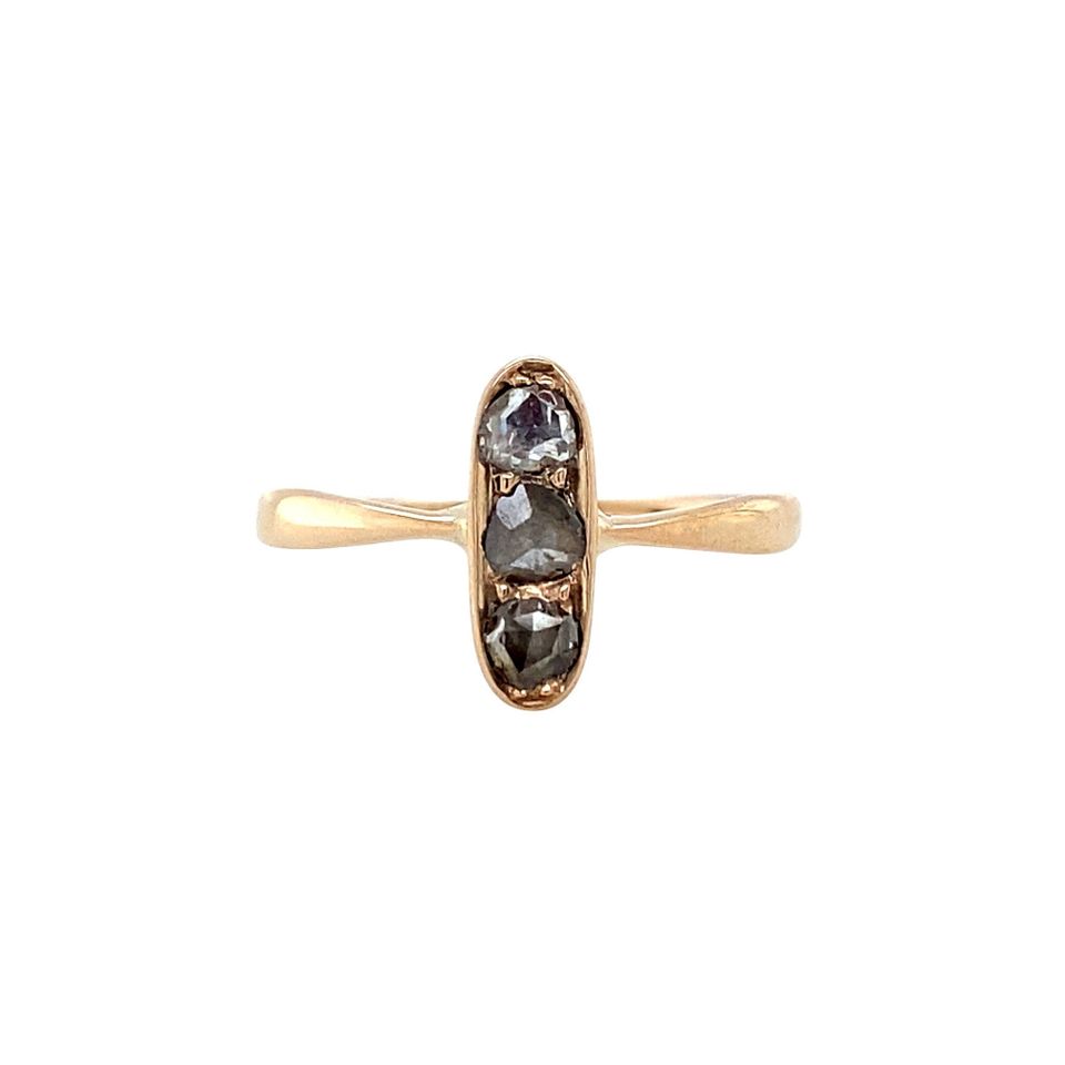 Vintage Rose 12K Gold Ring with Rose Cut Diamond