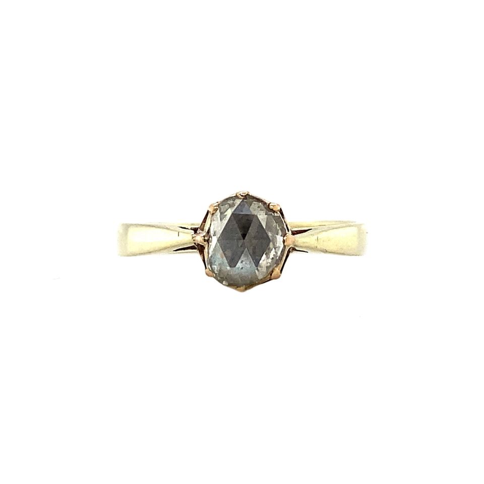 Vintage 14K Gold Solitaire Ring with Rose Cut Diamond