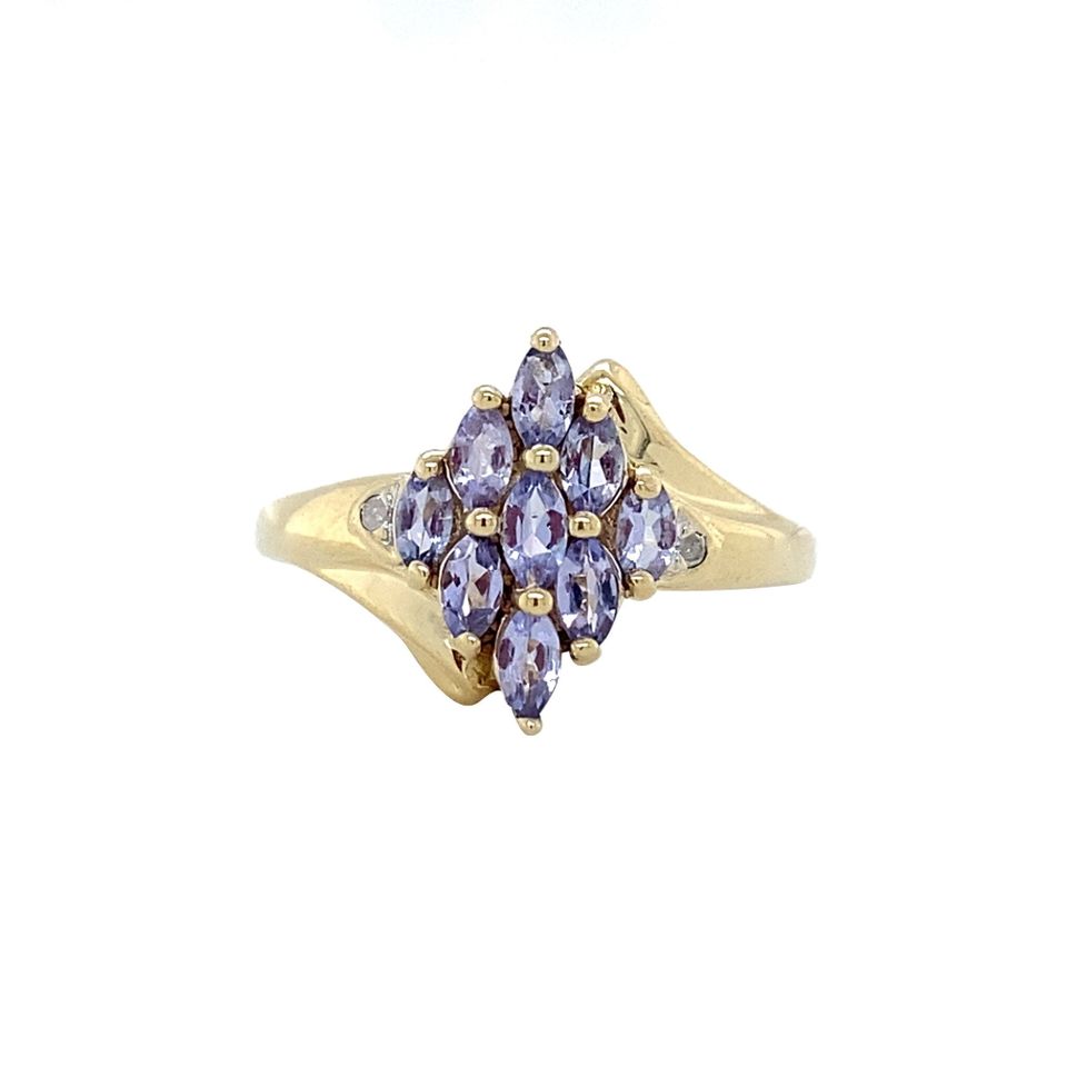 Vintage 9K Gold Ring with Tanzanite and Diamond